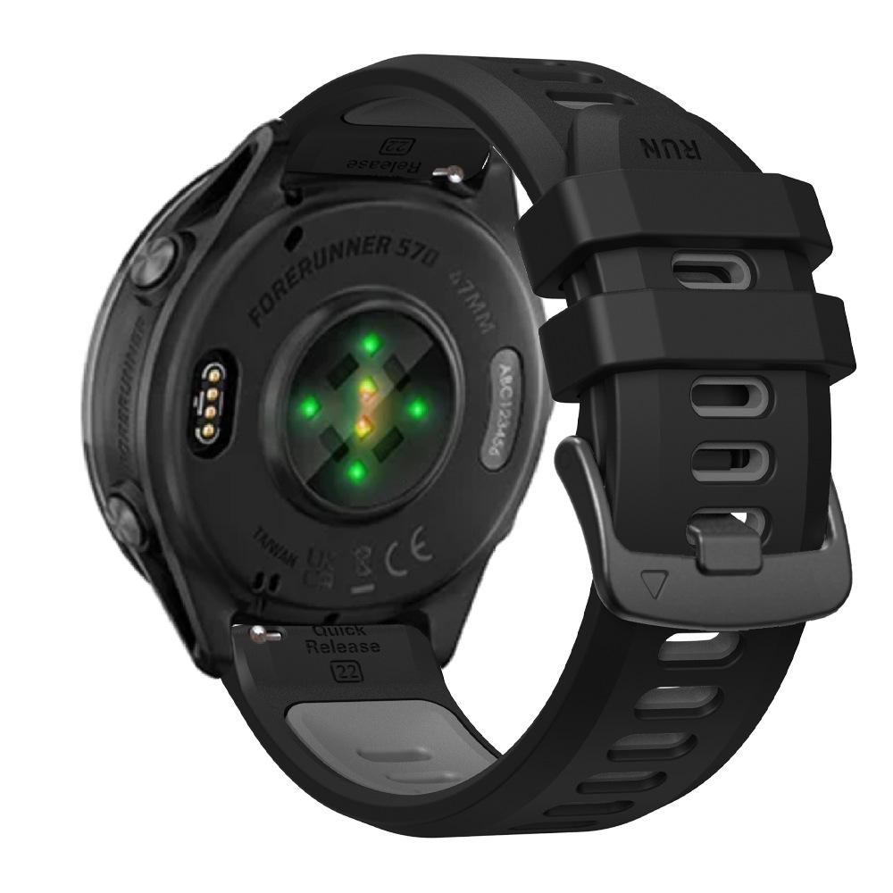22 мм Плоский силиконовый ремешок для часов Garmin Forerunner 570, 47 мм Двухцветный ремешок