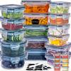 24pcs Kitchen Fridge Fresh-keeping Box, Microwave Safe(Including 3 Sheets Of 8 Stickers, Blackboard Paper + 1 White Pen)