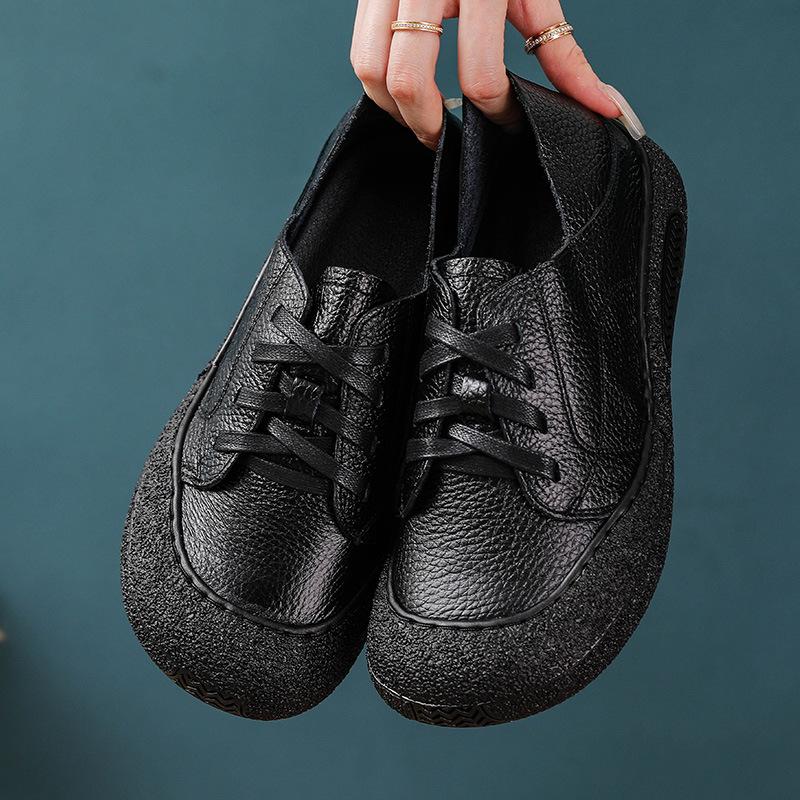 Ретро Оксфордские Кроссовки Женские Туфли из Коровьей Кожи для Женщин Винтажные Кожаные Спортивные Туфли на Шнуровке Мягкие Плоские Мокасины