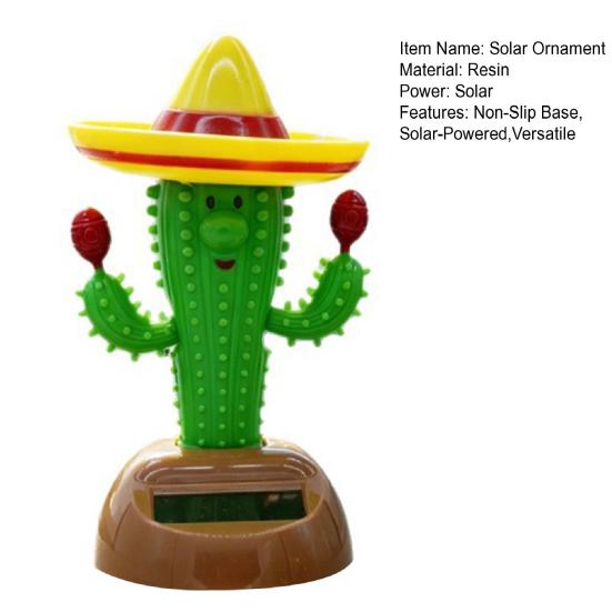 Solar Cactus Swinging Figure, Solar Powered Dance Plant for Car Dashboard Desk Shelf, Funny Bouncing Bouncing Toy for Home Office Living Room