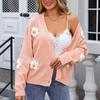 Женский повседневный модный удобный цветочный кардиган с длинным рукавом уличный тренд вязаный свитер