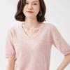 Женский вязаный свитер нового стиля для весны и осени, прилегающего силуэта с V-образным вырезом и однотонный, с рукавом пять четвертей. Базовый слой.