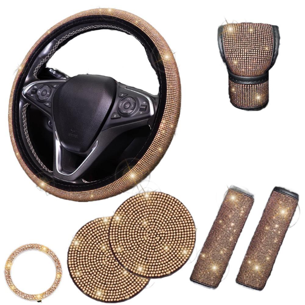 Rhinestone Bling Car Interior Accessories Set Steering Wheel Protective Case Car Protection