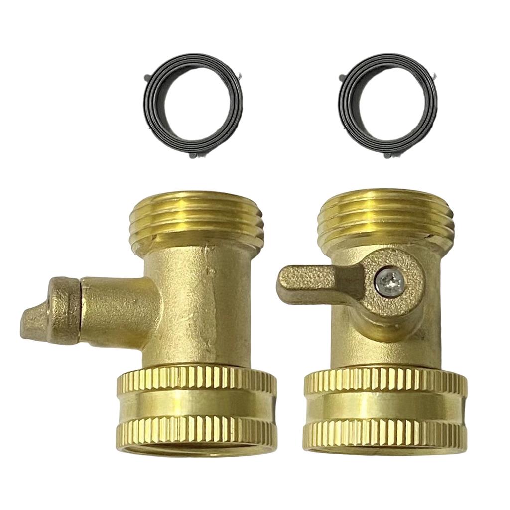2 Pieces Portable Sturdy Brass Hose Shut Off Valves with Extended Handle Fit 3/4Inch Garden Hose Connectors Daily Use