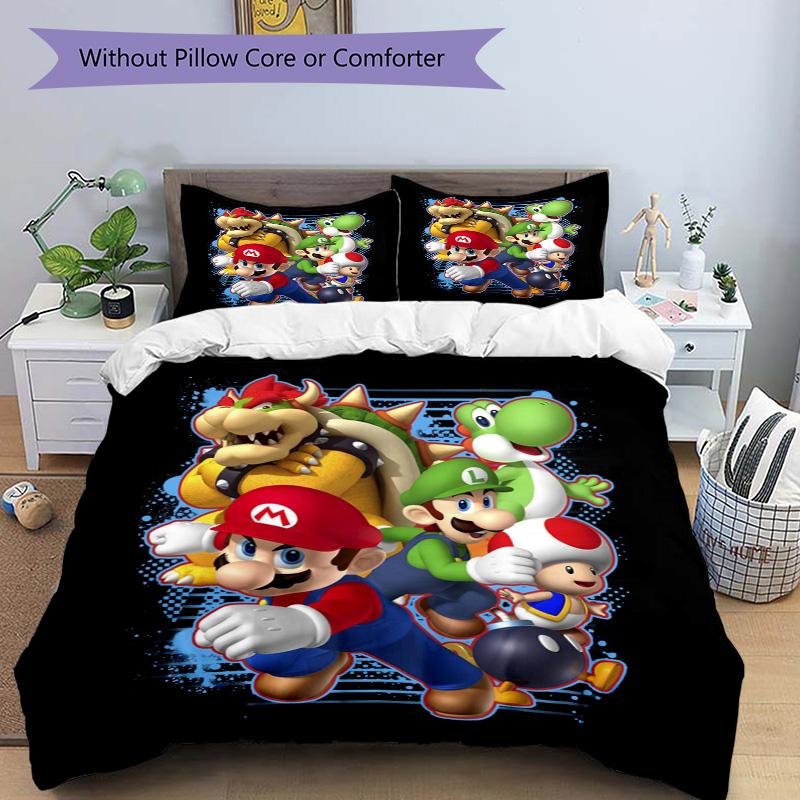 Super Mario Bros Adventure Print 3Pcs Bedding Setduvet Cover With 2 Bedropillowcase Home Birthday Gift