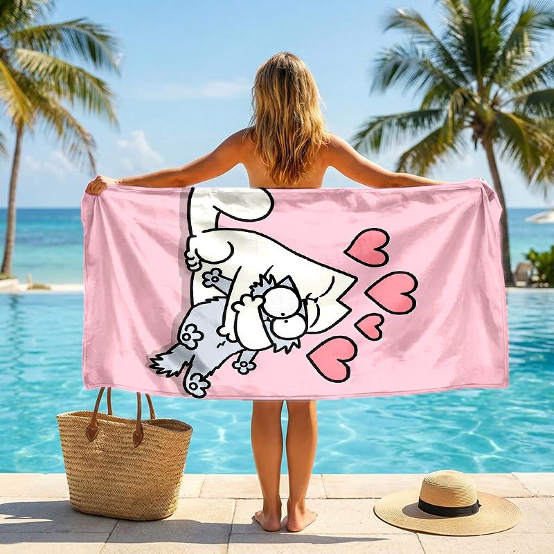 Simon'S Cat Fashion Beach Towel: Ideal for Summer Adventures Soft, absorbent and quick drying suitable for swimming and bathing