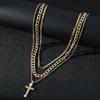 Layered Cross Necklace for Women Rhinestone Crystal Pendant Multi-Layer Choker Chain with Adjustable Extender