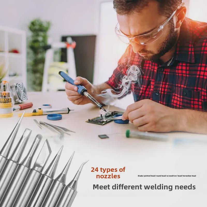 Jinruikang 936 Constant Temperature Soldering Iron with Interchangeable Heads: Chrome, Knife, Pointed, Horseshoe, Screwdriver.