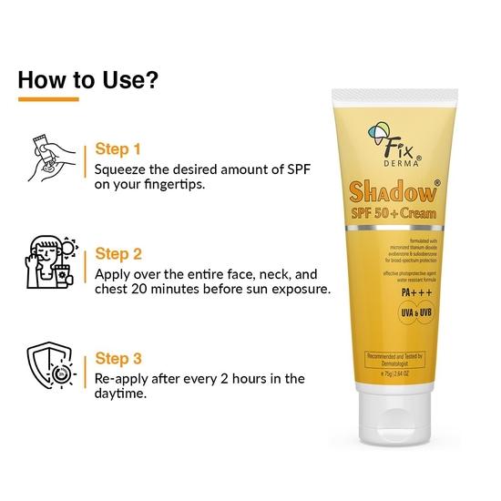 Fixderma Limited Edition Pack Shadow Sunscreen SPF 50+ PA+++ Крем | Солнцезащитный крем для женщин и мужчин (75г) - Пакет из 1