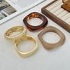 SHIXIN New Fashion Brown Thick Resin Acrylic Wide Bangle Bracelet for Women Punk Geometric Irregular Metal Spring Open Bangles