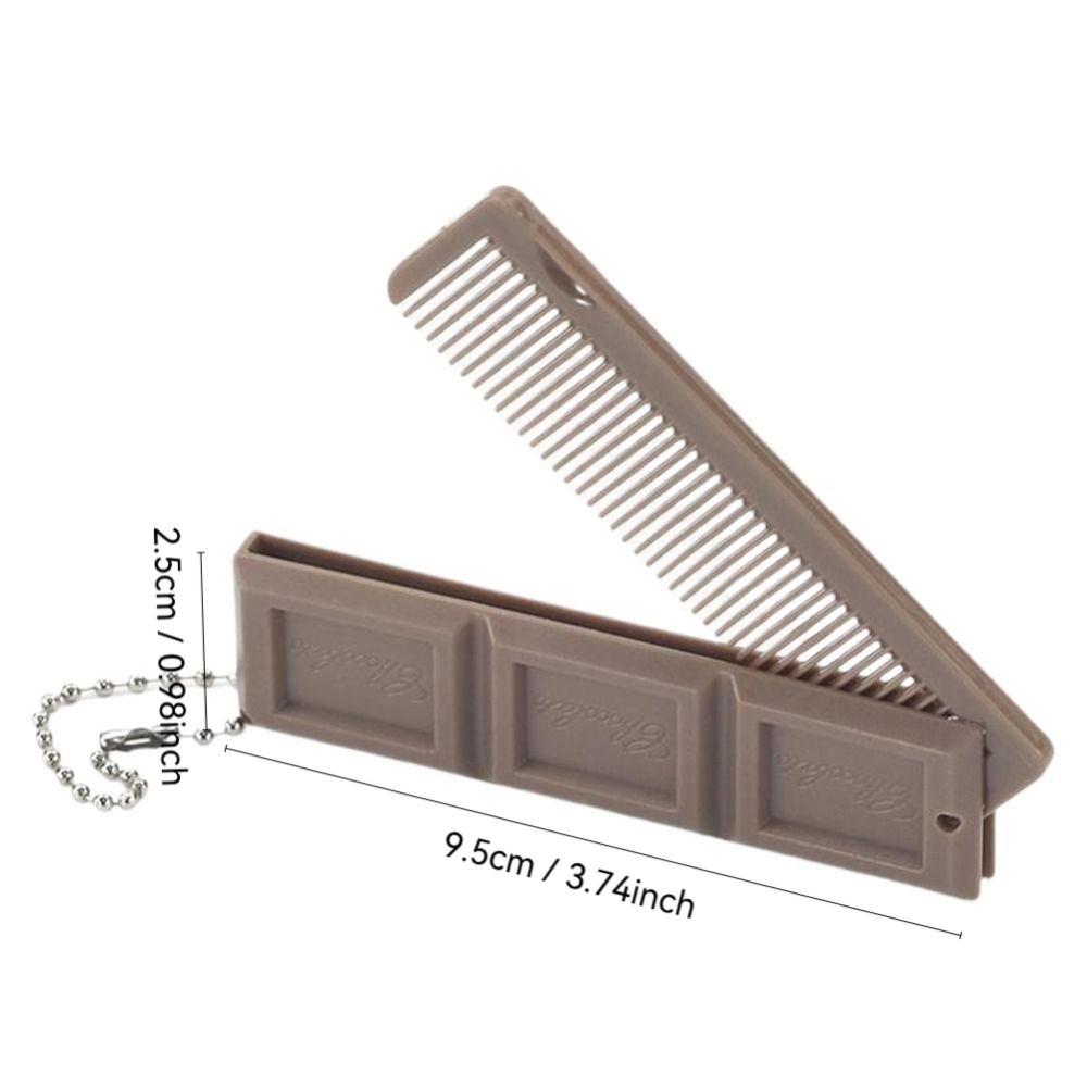 New 2-in-1 Folding Comb with Mirror Chocolate-Shaped Hair Comb Portable Mini Styling Tool Gift