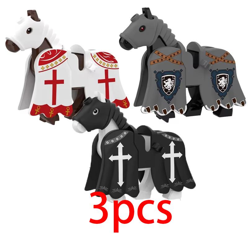 Средневековый Военный Замок Рыцарь Строительные Блоки Езда на Лошади Волк Медведь Слон Животное Жилет Оружие Флаг Седло Игрушка Кирпич Подарок A06