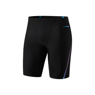 Li Ning Swimming Series Повседневные удобные дышащие солнцезащитные шорты для плавания с пятью точками, мужские плавки, черный цвет ASLU119-1