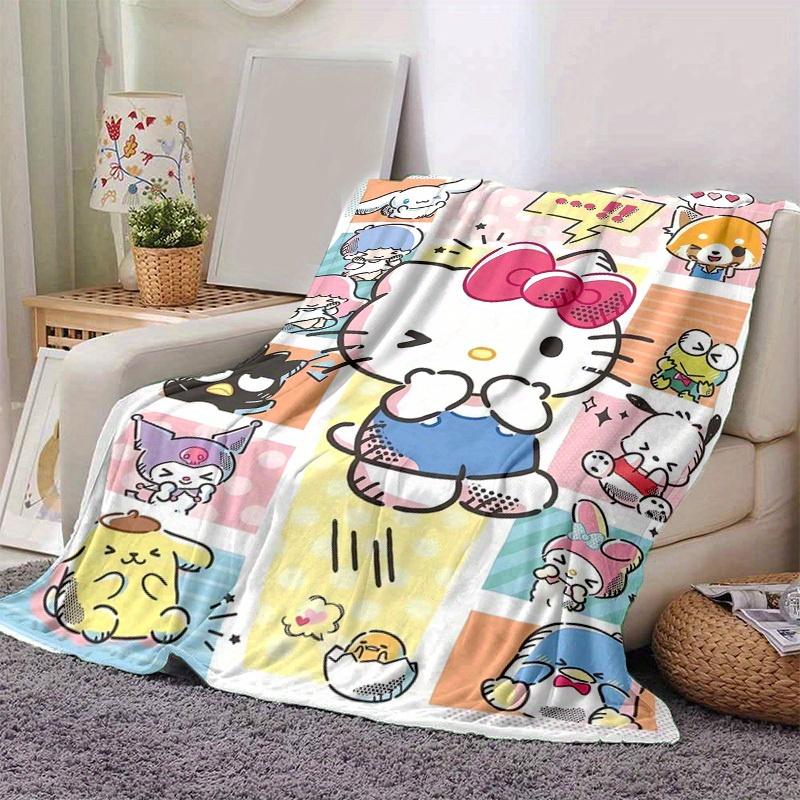 1 шт. Милое домашнее одеяло Sanrio с Хелло Китти и друзьями: Идеальный подарок для спальни, гостиной, в дорогу, для кемпинга, в машину, на пляж, для офисных перерывов, уютный