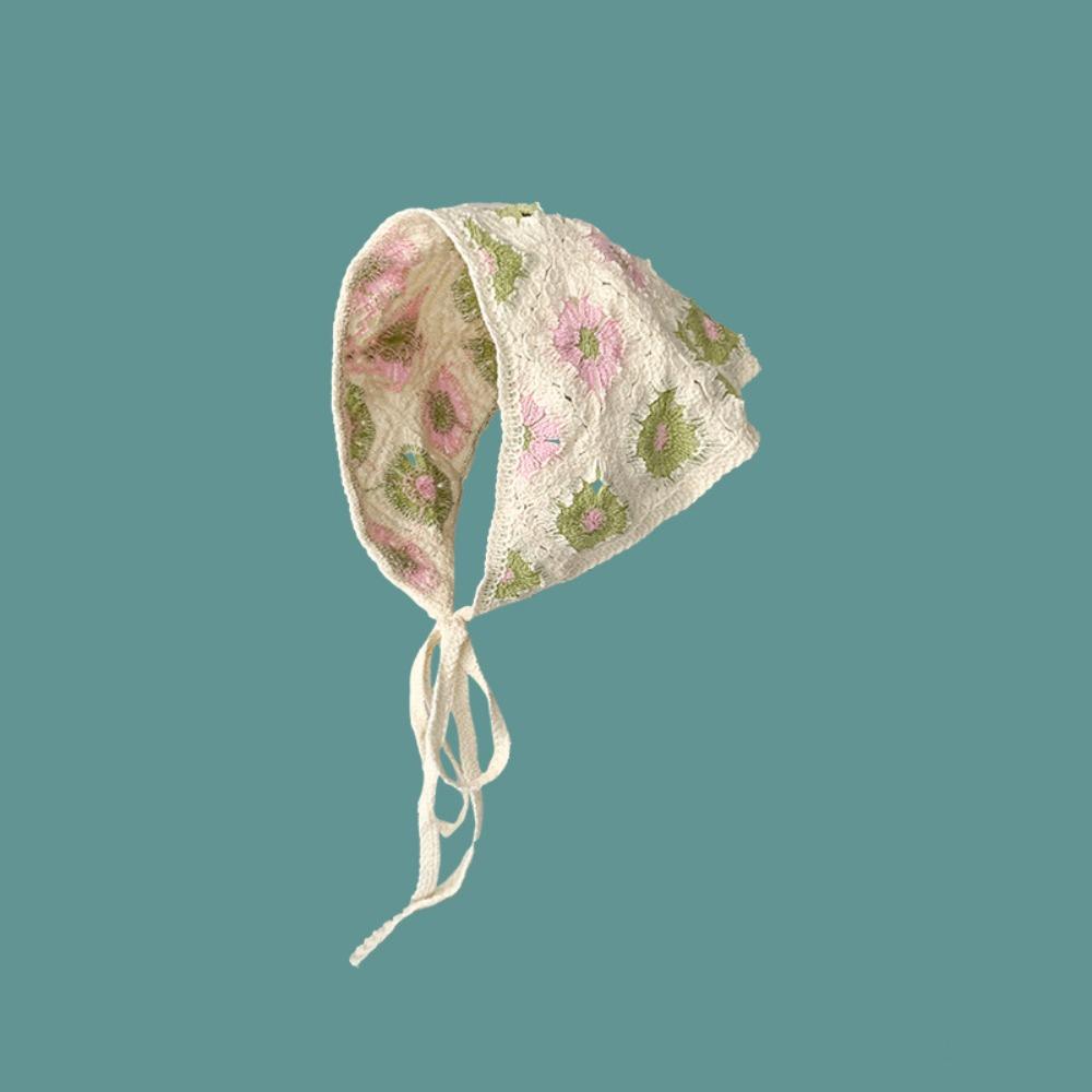 Вязаный Девочка Цветок Косынка Крючком Пляжный Отпуск Волосы Аксессуар Милая Треугольная Повязка на Голову