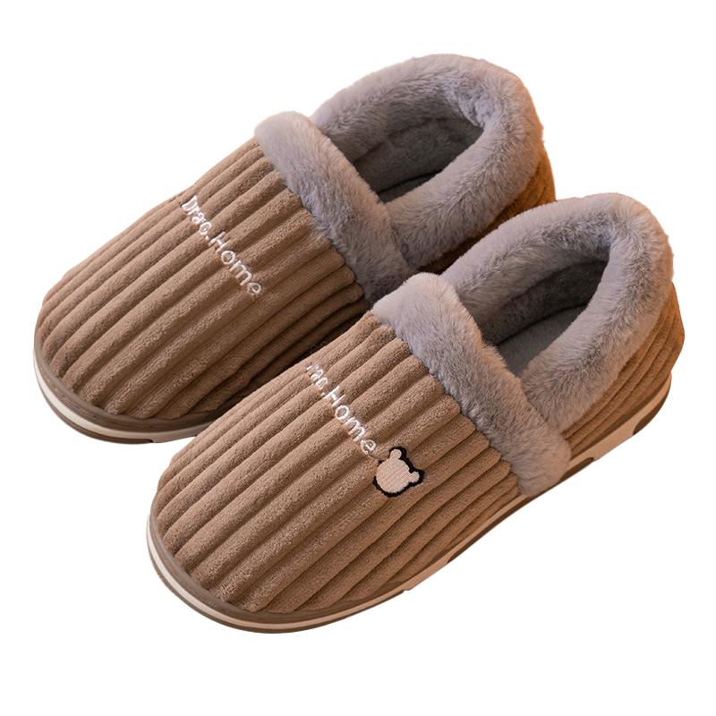 Fashion Comwarm Indoor Warm Plush Slippers For Women Men Winter Fashion Furry Slippers Flully Cotton Slides Home Non-Slip Bedroom Shoes