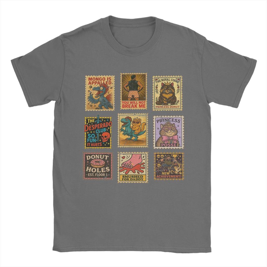 Dungeon Crawler Carl Vintage Stamp T Shirts Men Cotton Funny TShirts Crew Neck  Tees Short Sleeve Clothes Plus Size