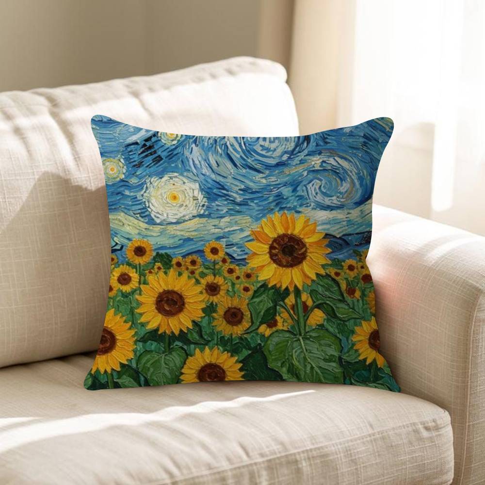 Vincent Van Gogh Oil INS Office Cushion Pillowcase Car Cushion Cover45X45CM Lumbar Pillowcase Sofa Pillowcover
