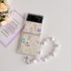 For Samsung Galaxy Z Flip 4 3 Case Fresh Flowers Painted Transparent Silicone Bracelet Folding Shockproof Back Cover Accessories