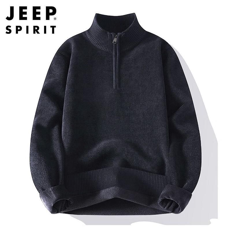 JEEP SPIRIT Men's Fleece-Lined Half-Zip Knit Sweater