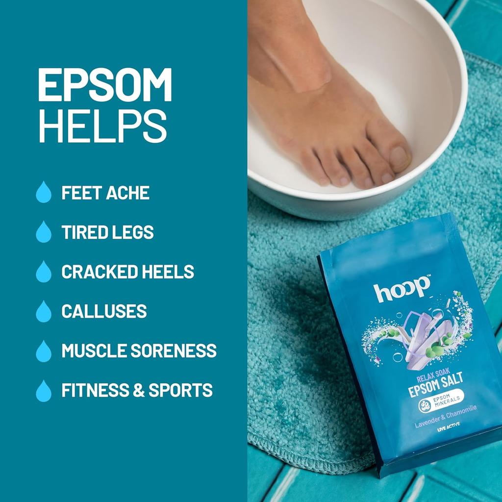 Hoop Epsom Salt Lavender & Chamomile 400 G Pack for Foot Soak Muscle Relaxation and Skin Care