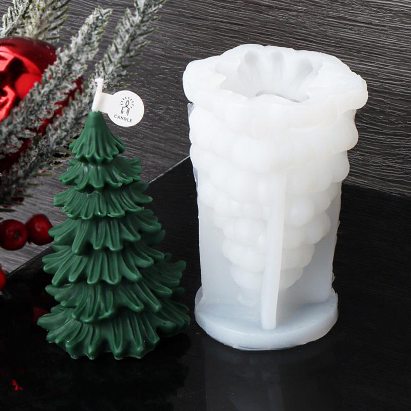 Stacked Leaves Santa Tree Resin Mould Bubble Stripe Plant Candle Soap Silicone Mold Pine Cones Christmas Gifts Party Cake Decor