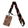 Cartoon Rugby Pattern Resin ID Card Holder Lanyard Keychain with Hanging Rope for Student Bus Meal Campus IDs