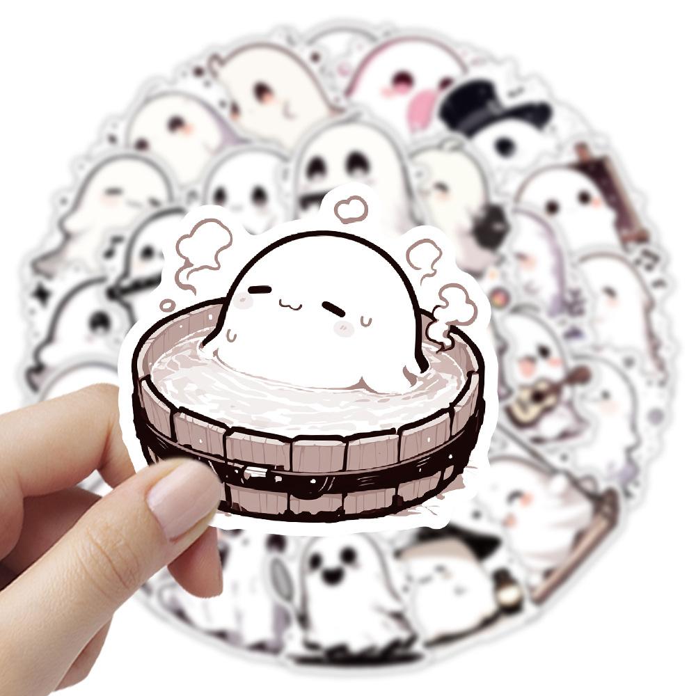 54Pcs Ghost Graffiti Stickers Halloween Cartoon Stickers Waterproof Stickers