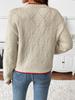 Women's Autumn/Winter Knit Jacquard Sweater - Round Neck, Color-Block Trim, Fish Design