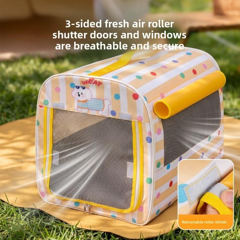 Retro Striped Pet Car Bag Portable Handheld Dog Kennel All Season Universal Pet Safety Seat Breathable Cat Nest For Small Cats Dogs Outdoor Travel