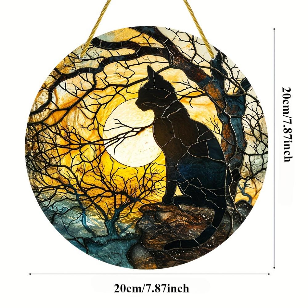 20Cm Large Size Black Cat Suncatcher, Plastic Window Hanging Decoration Cat Lover's Birthday Gift Indoor/outdoor Garden Bedroom Office Home Decoration