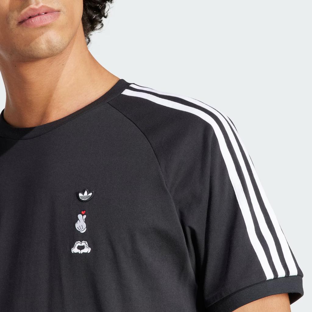 Adidas Originals X Микки Маус с вышитым логотипом и принтом в три полоски, спортивная футболка с круглым вырезом, винтажная футболка с короткими рукавами, мужские топы, черный IY2272
