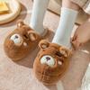 Unisex Cartoon Plush Slippers Women Men Autumn Winter Warm Thick Flannel Home Cotton Shoes Couple Cute Bear Slippers Indoor Boot