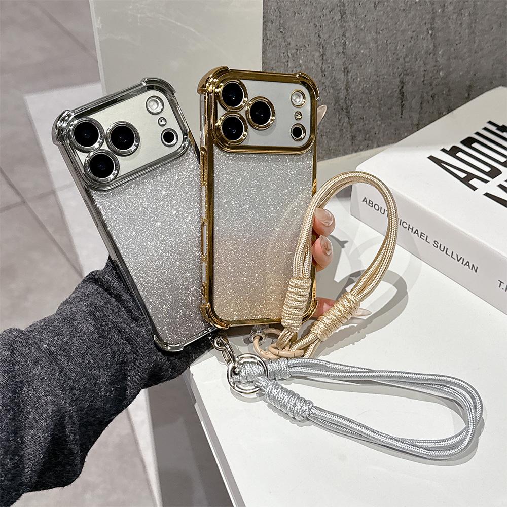 Luxury Plating Phone Case For Xiaomi 15T 15 14 13 Poco M7 F7 F4 F5 X7 X6 X5 Pro Ultra 4G 5G Anti Fall Airbag With lanyard