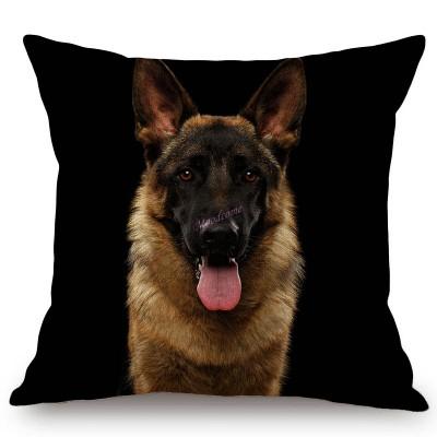Black Background Dog Puppy Portrait Vizsla Husky Shepherd Shibu Cute Sofa Pillow Case Home Decorative Cotton Linen Cushion Cover