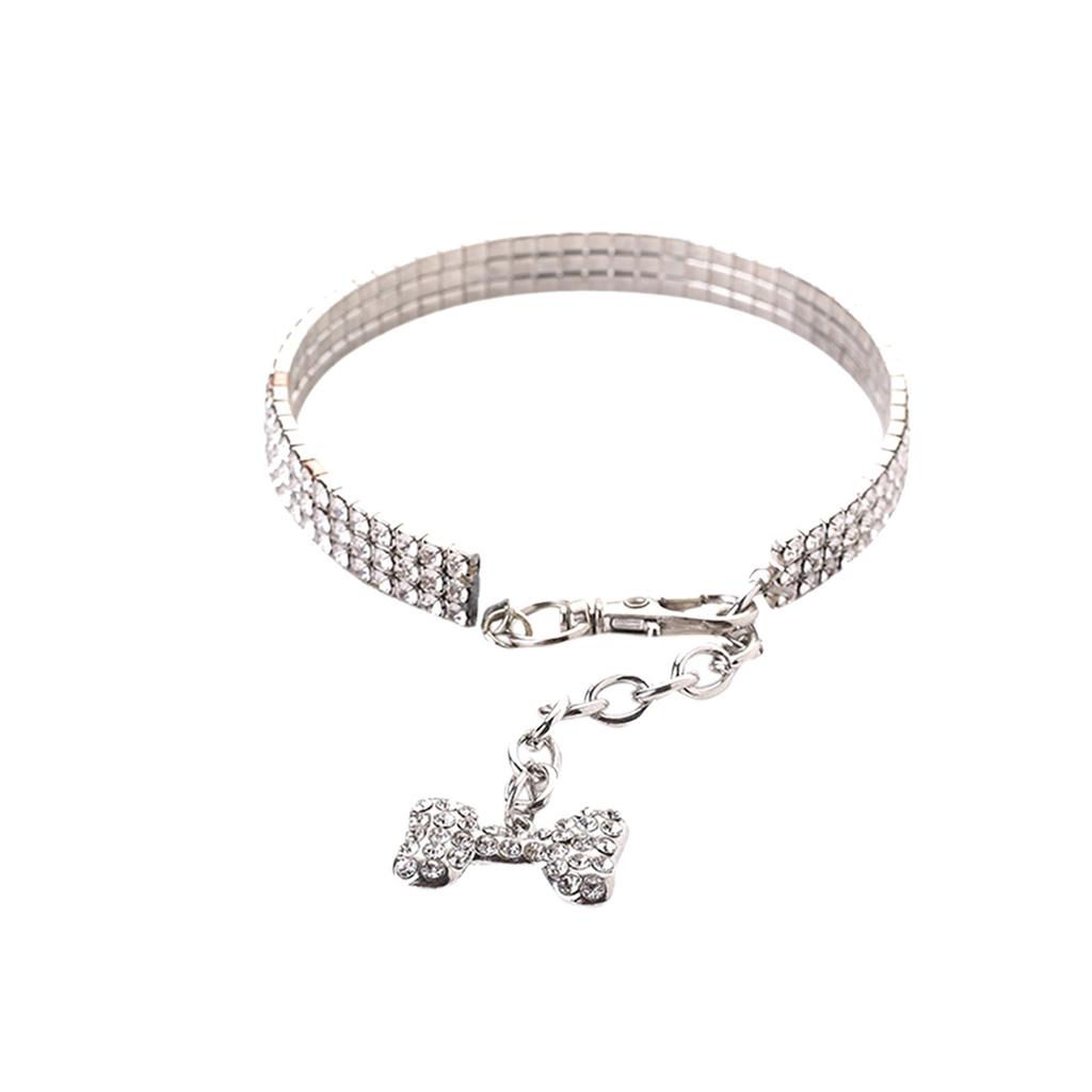 Pet Dog Bling Rhinestone Collars Fancy Necklace For Cats Small Dogs Female Puppy Collars