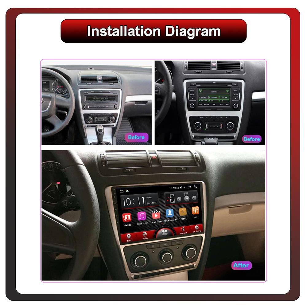 2DIN Android Автомобильная магнитола Car-Play, Skoda Octavia A5 2005-2013, Мультимедийный плеер, Головное устройство, Стерео, GPS-навигация, BT, WIFI, 2+32 ГБ
