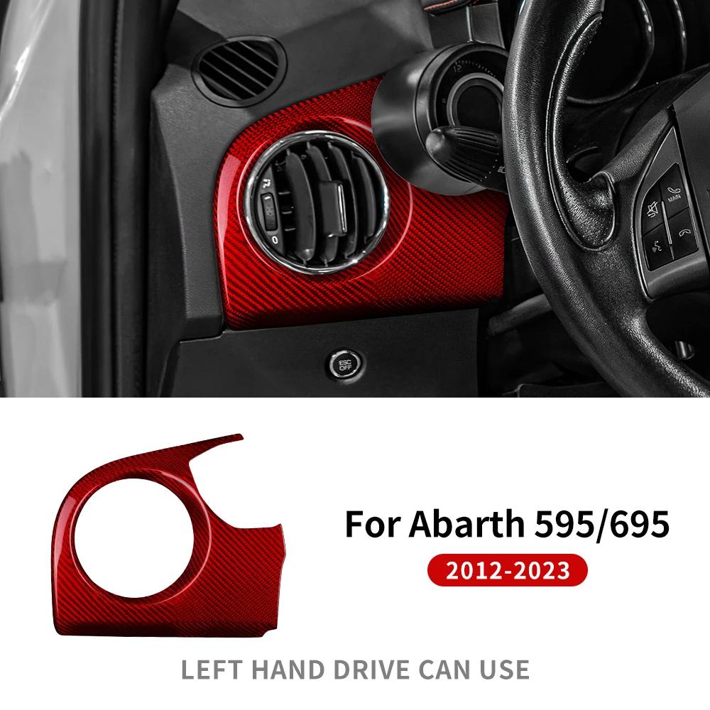 For Fiat 500 2008-2023 Abarth 595 695 2012-2021 2022 2023 Real Hard Carbon Fiber Sticker RHD Car Driver Side Air Outlet Panel