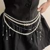 Women Waist Chain Multi Layer Faux Pearls Tassel Design Belt Chain Jeans Skirts Dresses Versatile Accessory