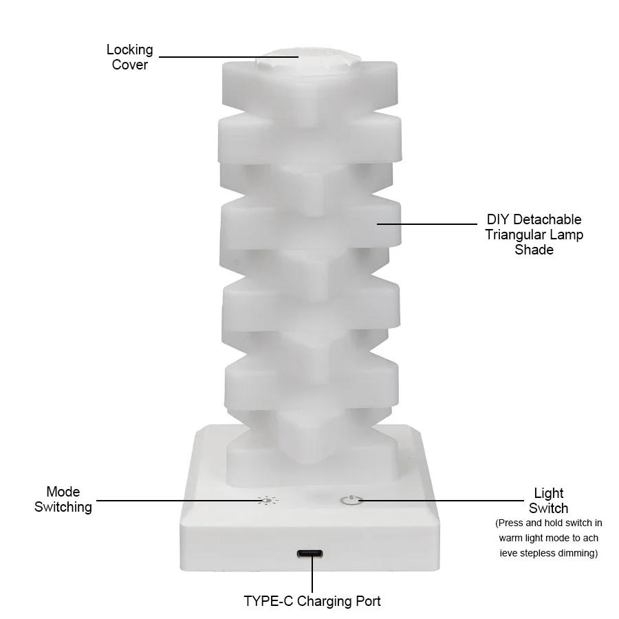 Сделай сам меняющая цвет настольная лампа RGB 16-цветная светодиодная лампа лампа для украшения прикроватной тумбочки в спальне сенсорный переключатель многоступенчатый свет