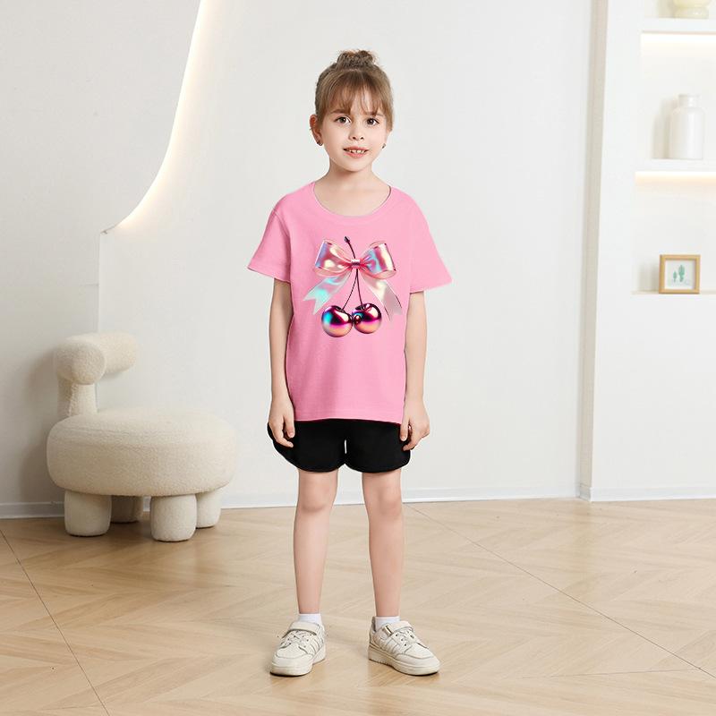 Children's Casual Short-sleeved T-shirt - Summer Girl's Cute Cherry T-shirt