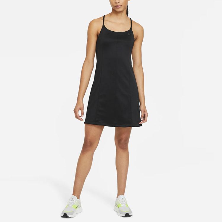 Nike Sportswear Icon Clash Solid Fit Backless Tie Casual Sports Dress Women Dresses Black CZ9335-010