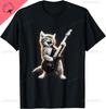 Cat Playing Guitar Rock Star Rock and Roll for Men Women  T-Shirt Print Original Design Gifts T Shirts Camiseta Hombre