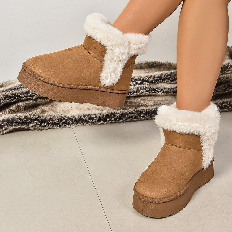 Зимняя одежда, теплые зимние ботинки на толстой подошве, женские, 2024, новые, короткие, без застежек, все повседневные, из хлопка