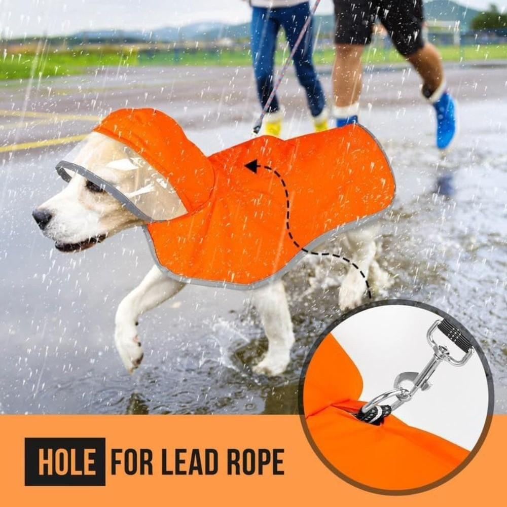 Waterproof Dog Hooded Raincoat Reflective Strip Windproof Pet Rain Jacket Protective Adjustable Dog Rain Cloak for Walking Night