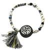 [P3570] - Black Grey Silver 'Tree of Life' Designer Bracelet