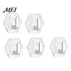 Wall Storage Hooks Acrylic Adhesive Hooks, Hexagonal Wave Shape, No Drilling Easy Transparent Installation Hook, Modern Style Clear for Bathroom
