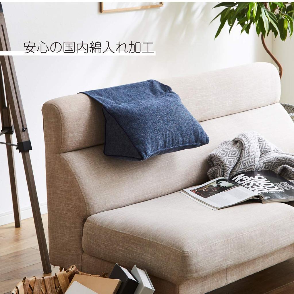 IKEHIKO Style Triangular Storage Cushion, Approx. 20 x 20 x 40cm, Gray, Made in Japan, Simple Design, Sofa Backrest, Pocket #9350879