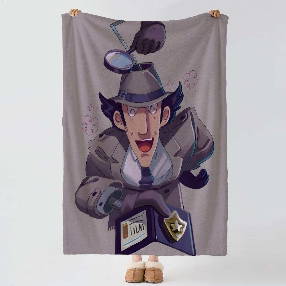 Cartoon Inspector Gadget Throw Soft Warm Flannel Blanket Multiuse Throw for Bed Sofa Office Air Conditioning Nap Blanket