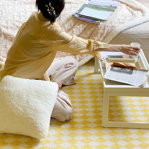 Nordic Ins Comfortable Large Area Living Room Carpet Fashion Soft Plaid Bedroom Decoration Rug Thickened Washable Household Rugs